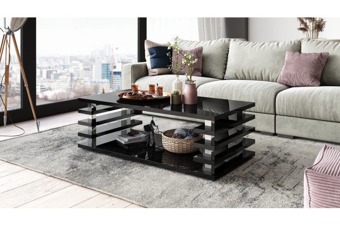 PORTO Czarny Połysk - NOWOCZESNA ŁAWA...